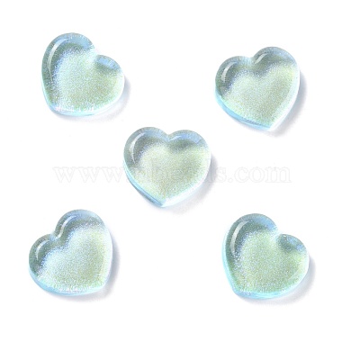 Pale Turquoise Heart Resin Cabochons