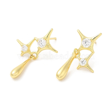 Star Brass+Cubic Zirconia Stud Earrings