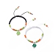 2Pcs 2 Color Alloy Enamel Clover Charm Bracelets Set(BJEW-JB08795)-1
