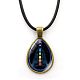 Yoga Theme Alloy Teardrop Pendant Necklace with Wax Rope for Women(CHAK-PW0001-007E)-1