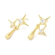 Rack Plating Brass Pave Cubic Zirconia Star with Teardrop Dangle Stud Earrings for Women(EJEW-D059-25G)-1