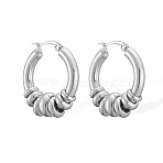 304 Stainless Steel Ring Hoop Earrings, Stainless Steel Color, 27x25mm(WGF6457-01)