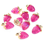 Transparent Acrylic with Alloy Pendants, AB Color, Strawberry, Camellia, 32x23x17mm, Hole: 3mm(TACR-TAC0012-01)