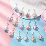 Handmade Polymer Clay Pendants, with ABS Plastic Imitation Pearl Beads. Angel, Mixed Color, 37.5mm(HJEW-JM04650)