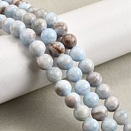 Natural Striped Stone Beads Strands, Round, Dyed, Azure, 8~8.5mm, Hole: 1.2mm, about 49pcs/strand, 15.75''(40cm)(G-D315-A01-01-8mm)