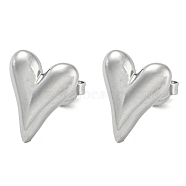 Non-Tarnish 304 Stainless Steel Stud Earrings, Heart, Stainless Steel Color, 14x12mm(EJEW-M233-18P)