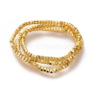 Electroplated Non-magnetic Synthetic Hematite Beads Strands, Long-Lasting Plated, Rondelle, Faceted, Golden Plated, 3x2mm, Hole: 0.6mm, about 183~223pcs/strand, 16.14 inch(41cm)(G-M359-03G)
