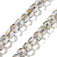 Electroplate Rondelle Glass Beads Strands, Full Rainbow Plated, Faceted, Gainsboro, 7.5x7mm, Hole: 1.4mm, about 70pcs/strand, 19.69''(50cm)(EGLA-A036-09A-FR01)