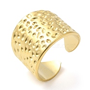 304 Stainless Steel Grooved Open Cuff Ring for Women, Real 14K Gold Plated, Inner Diameter: 18mm(RJEW-I098-25G)