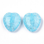 Transparent Crackle Acrylic Beads, Heart, Light Sky Blue, 24x22x10mm, Hole: 1.4mm(X-CACR-N003-40A)