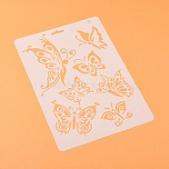 Plastic Drawing Painting Stencils Templates, Rectangle, Butterfly Pattern, White, 25.5x17.4x0.04cm(DIY-F018-B08)