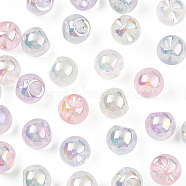 UV Plating Rainbow Iridescent Acrylic Beads, Round, Mixed Color, 14.5mm, Hole: 3mm(OACR-P015-04A)