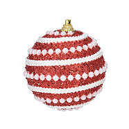 Pearl Powder Sticky Foam Ball Pendant Decoration, for Christmas Tree Hanging Ornaments, Red, 80mm(XMAS-PW0001-061C)