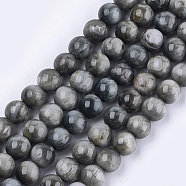 Natural Hawk's Eye Beads Strands, Eagle Eye Stone, Grade AB+, Round, 10mm, Hole: 1mm, about 38~39pcs/strand, 15.3 inch(G-S333-10mm-034)