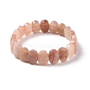 Natural Strawberry Quartz Oval Beaded Stretch Bracelet, Gemstone Jewelry for Women, Inner Diameter: 2-1/8 inch(5.4~5.5cm)(G-E010-01M)