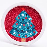 DIY Christmas Theme Diamond Painting Kits For Kids, Christmas Tree Pattern Photo Frame Making, with Resin Rhinestones, Pen, Tray Plate and Glue Clay, Mixed Color, 19.7x1.6cm, Inner Diameter: 16.9cm(DIY-F073-06)