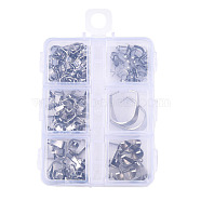 6 Styles 201 Stainless Steel & 304 Stainless Steel Snap On Bails, with Clear Rectangle 6 Compartments Polypropylene(PP) Bead Storage Container, Stainless Steel Color, Snap On Bail: 3~9x7~18mm, 8.2x6.3x1.5cm, Hole: 8mm, about 142pcs/box(STAS-N101-01)