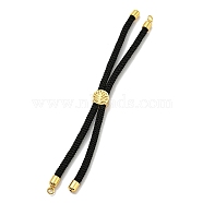 Nylon Cords Bracelet Makings Fit for Connector Charms, with Golden Brass Tree Slider Beads, Long-Lasting Plated, Black, 8-5/8 inch(22cm), Hole: 1.9mm(AJEW-P116-01G-12)