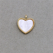 Acrylic Pendants, with Light Gold Plated Alloy Findings, Heart, White, 18x16x2.5mm, Hole: 2mm(OACR-CJC0002-03E)