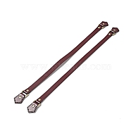 Arrow End Cowhide Leather Sew On Bag Handles, with Alloy Findings, Bag Strap Replacement Accessories, Dark Red, 61x3.5x1.05cm, Hole: 1.6mm(FIND-D027-16A)