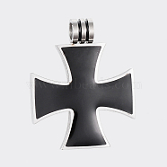304 Stainless Steel Pendants, with Enamel, Cross, Stainless Steel Color, 31x25x6mm, Hole: 4mm(STAS-G175-44P)