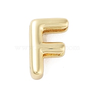 Rack Plating Brass Beads, Cadmium Free & Lead Free, Long-Lasting Plated, Real 18K Gold Plated, Letter F, 14.5x9.5x4.5mm, Hole: 1.5x10.5mm(KK-A208-10F)