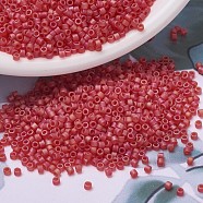 MIYUKI Delica Beads Small, Cylinder, Japanese Seed Beads, 15/0, (DBS0856) Matte Transparent Red Orange AB, 1.1x1.3mm, Hole: 0.7mm, about 175000pcs/bag, 50g/bag(SEED-X0054-DBS0856)