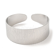 Non-Tarnish 304 Stainless Steel Textured Cuff Bangles for Women, Stainless Steel Color, Inner Diameter: 2-1/8 inch(5.5cm)(BJEW-L682-016P)