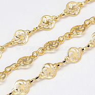 Handmade Brass Chains, Unwelded, with Spool, Unwelded, Nickel Free, Real 18K Gold Plated, 7.7x5x0.4mm, about 82.02 Feet(25m)/roll(KK-S335-06G)