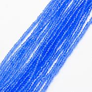Transparent Glass Beads Strands, Faceted, Rondelle, Royal Blue, 2.5x1.5mm, Hole: 0.5mm, about 197~201pcs/strand, 12.9 inch(33cm)(EGLA-J144-NA08)