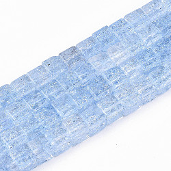 Crackle Glass Beads, Dyed & Heated, Square, Cornflower Blue, 6x6x6mm, Hole: 1.4mm, about 60~61pcs/strand, 14.96 inch(38cm)(X-GLAA-S192-005E)