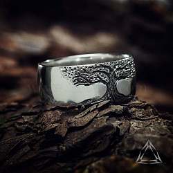 Retro Alloy Finger Rings, Tree of Life, Platinum, US Size 10(19.8mm)(WGFC13A-02)