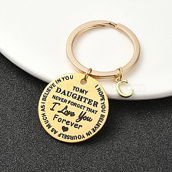 Valentine's Day Brass & 201 Stainless Steel Keychain, with Alloy Rings, Letter C, 6.2cm(KEYC-YW00097-03)