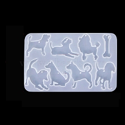 Food Grade DIY Silhouette Silicone Pendant Molds, Decoration Making, Resin Casting Molds, For UV Resin, Epoxy Resin Jewelry Making, White, Dog, 87x143x4.5mm(PW-WG67325-05)