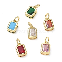 Brass Pave Cubic Zirconia Charms, Rectangle Octagon Charms, Long-Lasting Plated, Rack Plating, Lead Free & Cadmium Free, Real 18K Gold Plated, Mixed Color, 12x8x4.5mm, Hole: 4mm(KK-CBA56EF-33G)