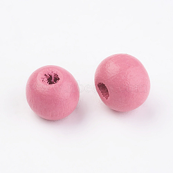 Natural Wood Beads, Dyed, Round, Hot Pink, 8x7mm, Hole: 2~3mm, about 2770pcs/500g(WOOD-Q030-58G)