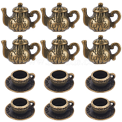 40Pcs 2 Styles Tibetan Style Alloy Pendants, Teapot, Antique Bronze, 13x15x8mm, Hole: 2mm, 20pcs/style(TIBE-SC0001-90)