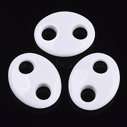 Opaque Acrylic Links connectors, Oval, Creamy White, 38x30x10mm, Hole: 9mm(X-SACR-N009-02)