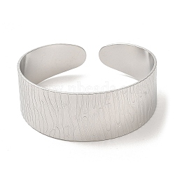 Non-Tarnish 304 Stainless Steel Textured Cuff Bangles for Women, Stainless Steel Color, Inner Diameter: 2-1/8 inch(5.5cm)(BJEW-L682-016P)