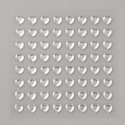 Faceted Heart Transparent Acrylic Rhinestone Stickers, Crystal Gems Stickers for DIY Nail Art, Car, Mobile Phone Decoration, Clear, 75x75x2mm, Sticker: 6x5.5mm, 64pcs/sheet(STIC-TAC0001-001A)