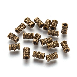 Tibetan Antique Bronze Metal Beads, Grooved Beads, Lead Free & Cadmium Free, Column, 5.5mm in diameter, 9mm long, hole: 3mm(X-MLF0420Y)