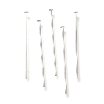 Brass Flat Head Pins, Lead Free & Cadmium Free, 925 Sterling Silver Plated, 25.5x0.8mm, Head: 2mm