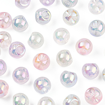 UV Plating Rainbow Iridescent Acrylic Beads, Round, Mixed Color, 14.5mm, Hole: 3mm