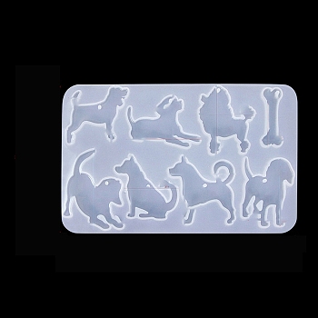 Food Grade DIY Silhouette Silicone Pendant Molds, Decoration Making, Resin Casting Molds, For UV Resin, Epoxy Resin Jewelry Making, White, Dog, 87x143x4.5mm