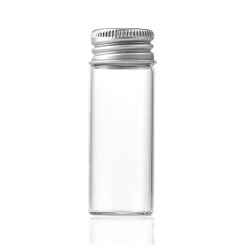 Glass Bottles Bead Containers, Screw Top Bead Storage Tubes with Silver Color Plated Aluminum Cap, Column, Clear, 2.2x6cm, Capacity: 12ml(0.41fl. oz)