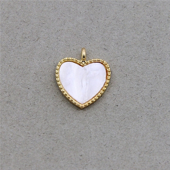 Acrylic Pendants, with Light Gold Plated Alloy Findings, Heart, White, 18x16x2.5mm, Hole: 2mm