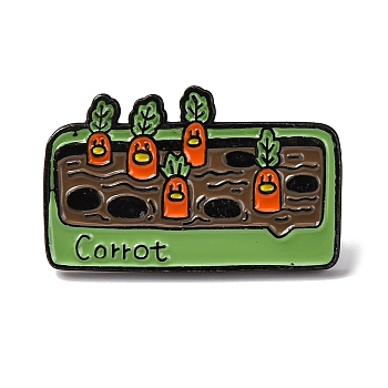 Plants Alloy Brooches, Black Enamel Pins, for Backpack Clothes, Carrot, 18.5x29.5mm