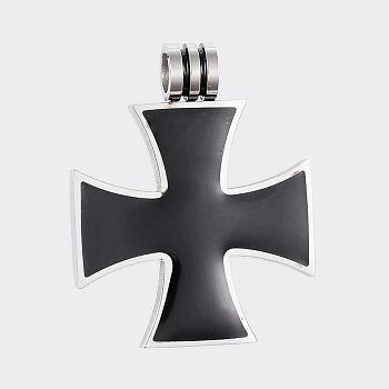 304 Stainless Steel Pendants, with Enamel, Cross, Stainless Steel Color, 31x25x6mm, Hole: 4mm