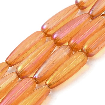Glass Beads Strands, Teardrop, Sandy Brown, 21x6mm, Hole: 1.2mm, about 39pcs/strand, 31.54 inch(80.1cm)
