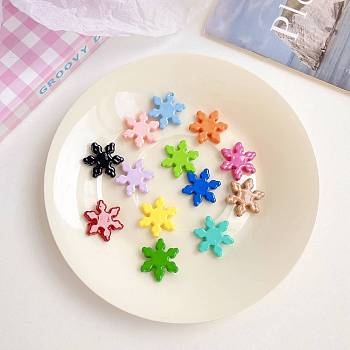 Opaque Acrylic Beads, Snowflake, Mixed Color, 22x4.2mm, Hole: 2mm